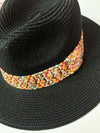 black hat with multicolored band 