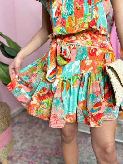 tropical skirty with side tie 