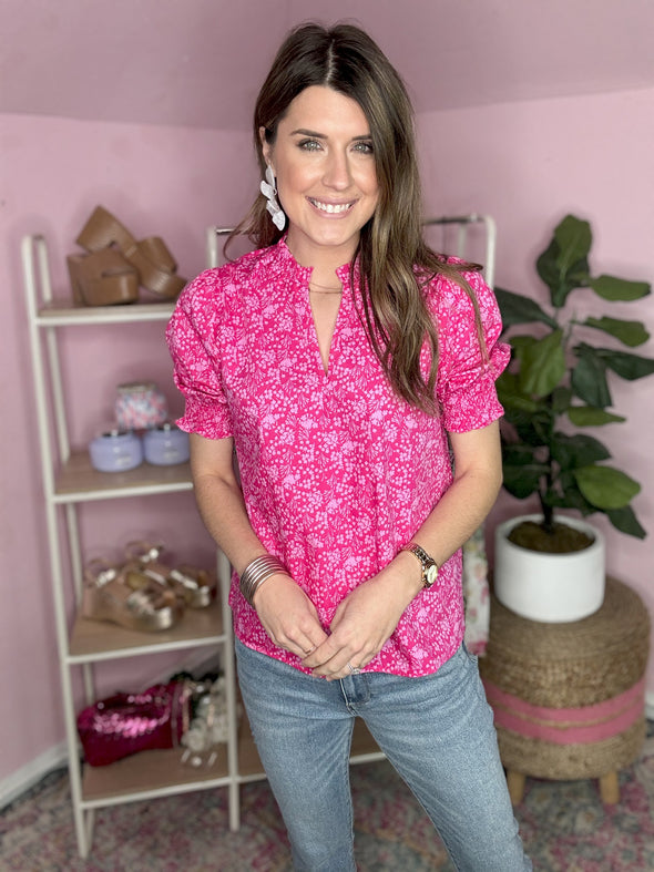 pink top with flowers