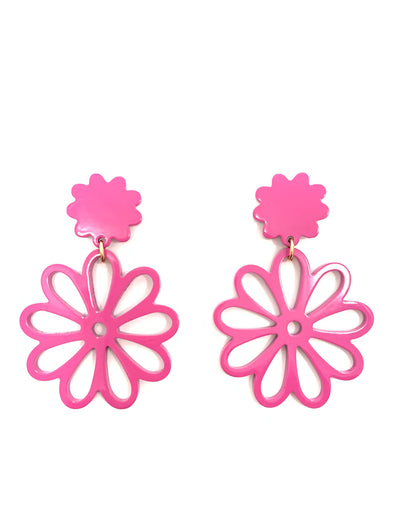 pink acrylic flower earrings