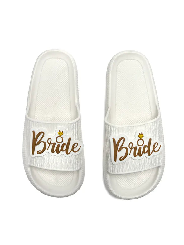 Bride Rubber Slides in White 