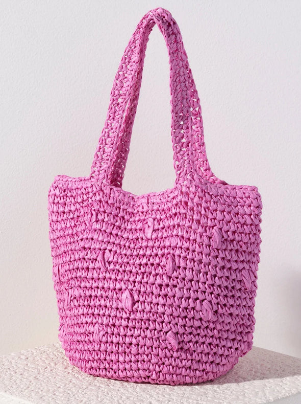 pink straw tote