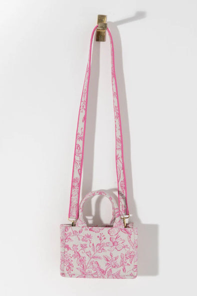 pink and white floral tote