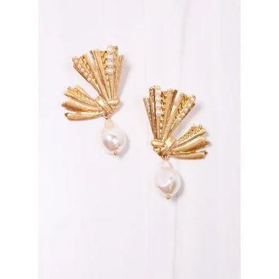 San Clemente Fan Earring-Gold