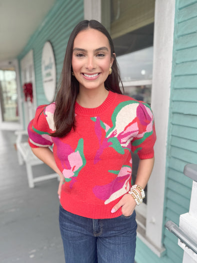 floral sweater top 
