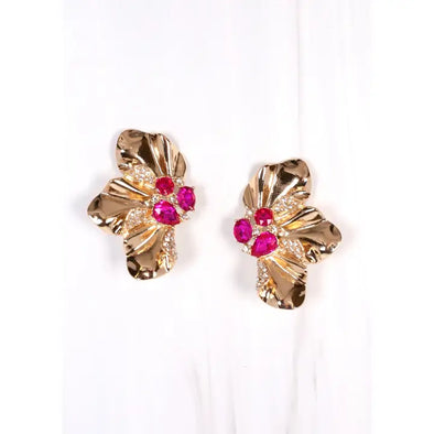 Clarington Embellished Fan Earring-Pink