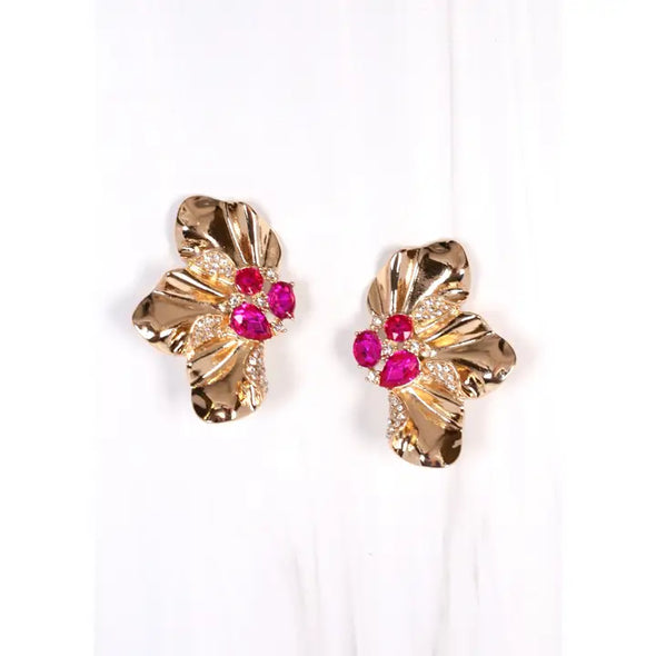 Clarington Embellished Fan Earring-Pink