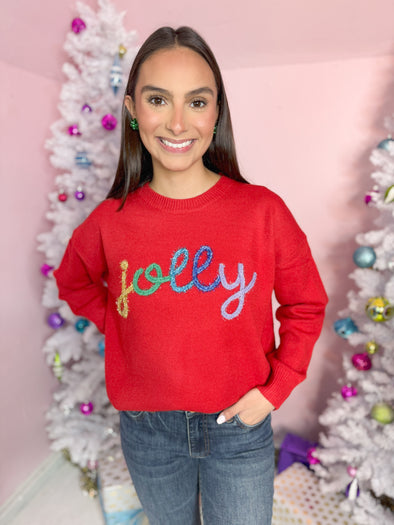 The Jolly Tinsel Sweater-Red