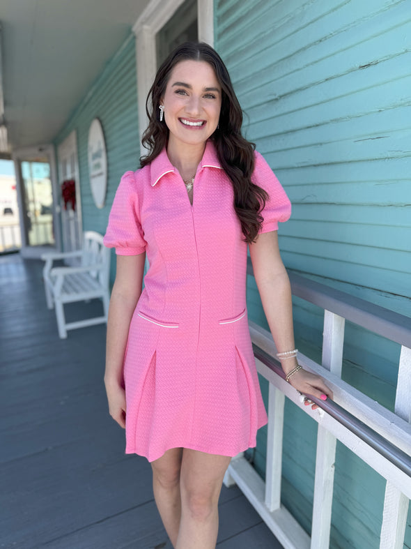 pink zip up THML dress
