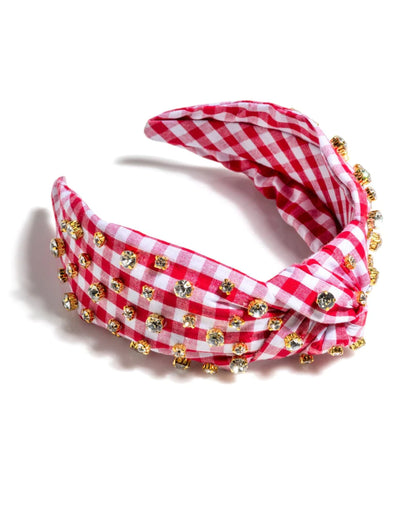 The Embellished Gingham Headband (Two Colors)