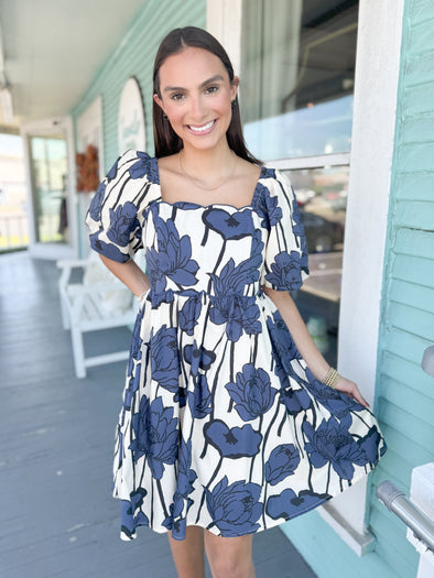 Sam Floral Dress - Navy 