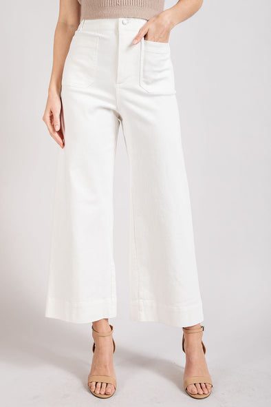 flare wide leg jean with front pocket