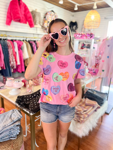 pink conversation heart tee from queen of sparkles