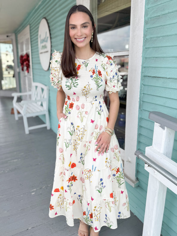 cream floral THML dress