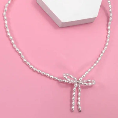 The Pearl Bow Necklace-Pearl