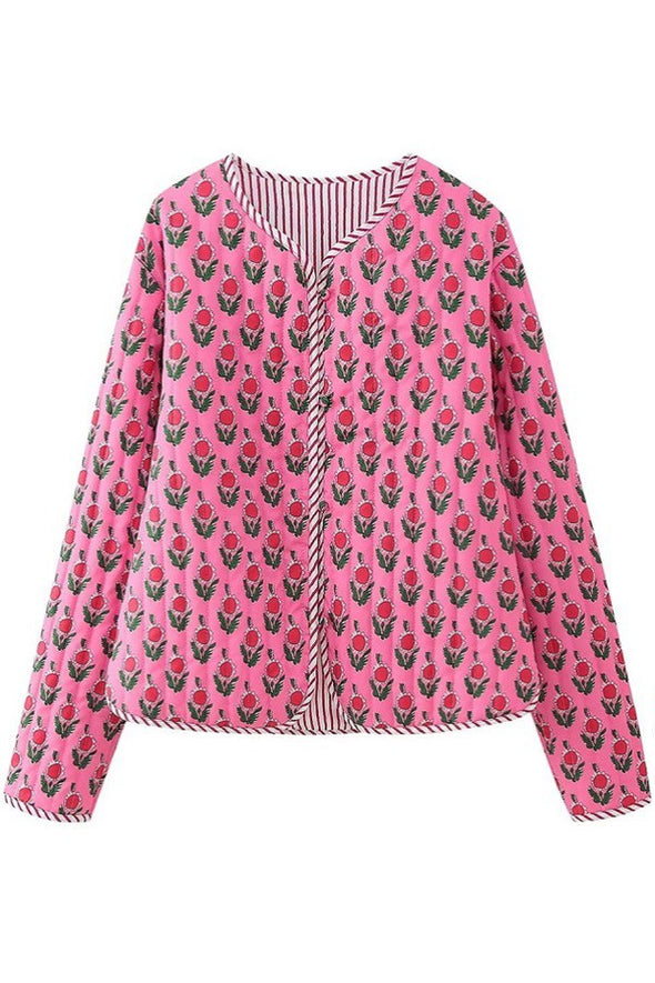 pink floral quilted jacket