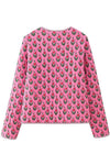 back of pink floral quilted jacket