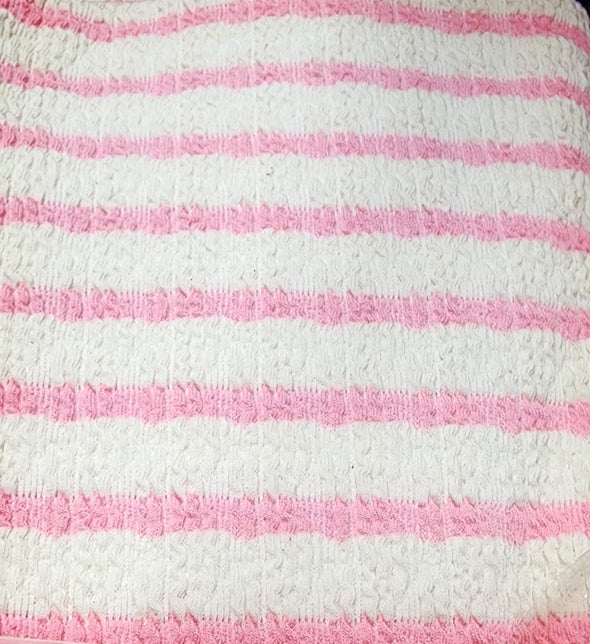 pink stripe material of short set