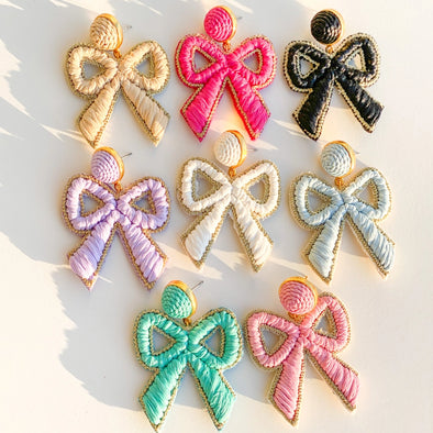 The Raffia Bow Earrings (Four Colors)
