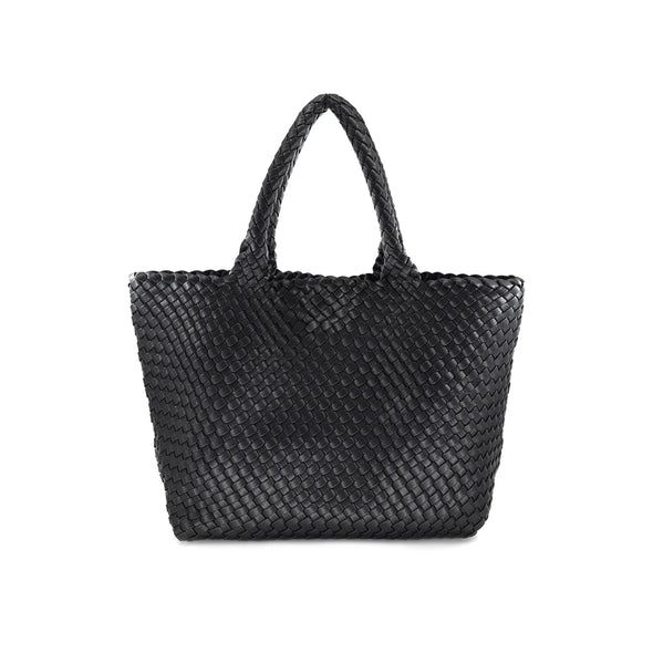 The Lura Mini Woven Tote-Black