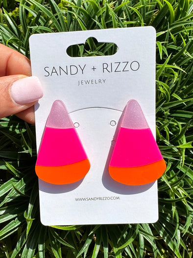 Hot Pink Candy Corn Stud