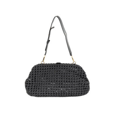 The Skylar Braided Clutch-Black