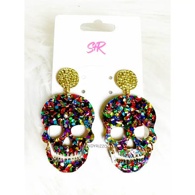 The Coloful Skull Dangle Earring