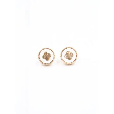 The Turin Clover Stud Earring-White