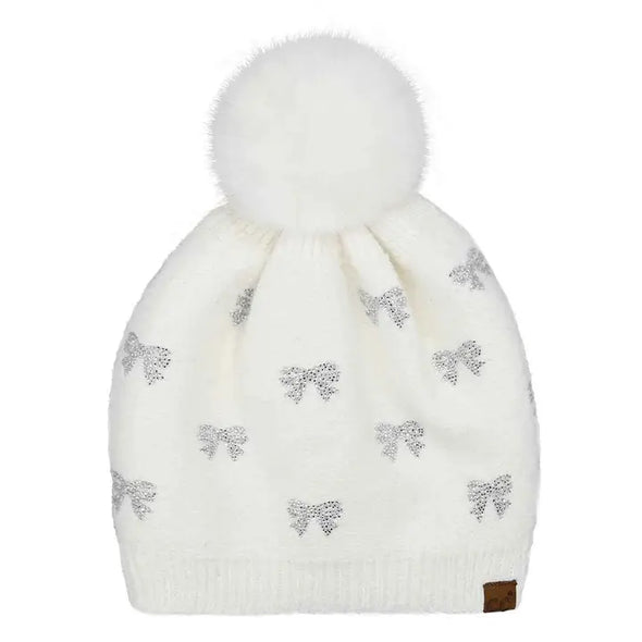 The Bow PomPom Beanie-3 Colors