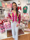 (Queen of Sparkles) Peppermint Nutcracker Cardigan-Hot Pink