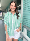 green and white stripe top 