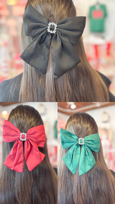 Emelie Rhinestone Satin Bow-3 Colors