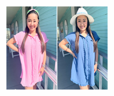 pink or blue gauze dress
