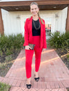 The Red Hot Blazer and Pants Set-Red