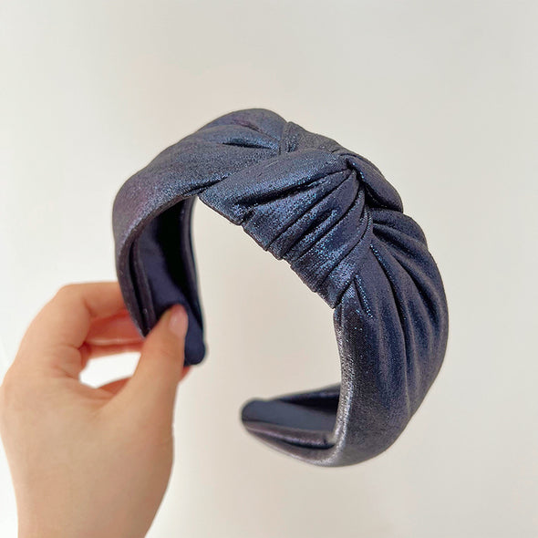 The Metallic Knot Headband-Navy