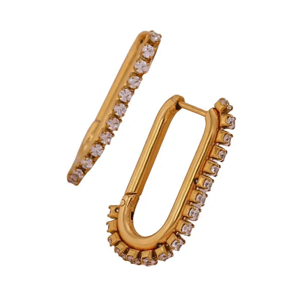 The Lauren Rhinestone Huggie Hoops-Gold