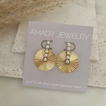 Pearl Medallion Fan Earrings