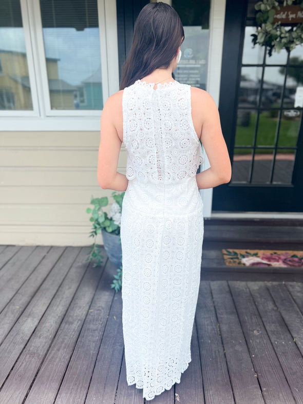 The Darcy White Lace Midi Dress