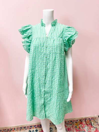 textured mint green dress