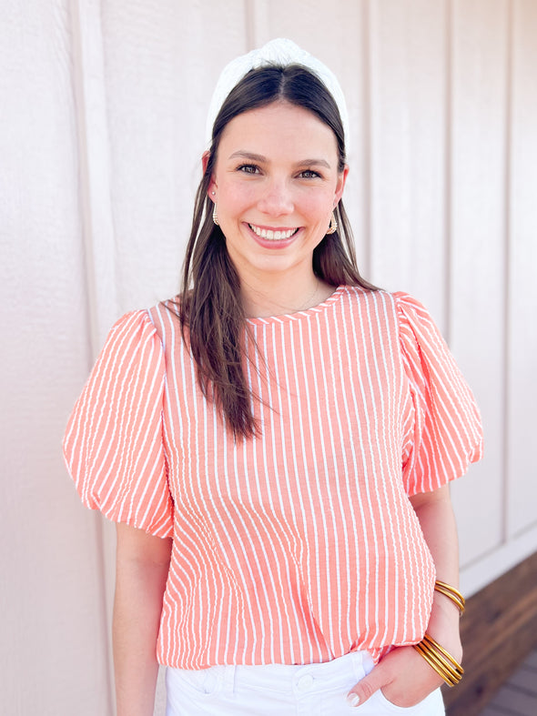 orange stripe top 