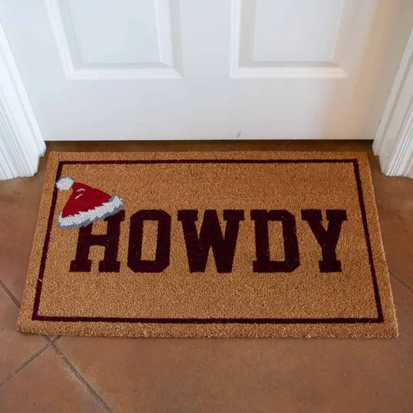 Santa Hat Howdy Door Mat