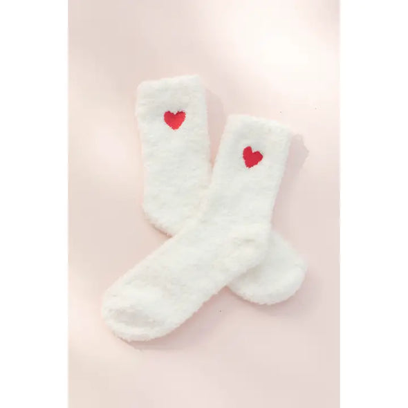 Fuzzy Heart Socks