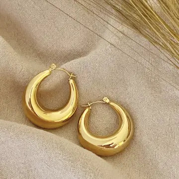 Chubby Oval Gold Hoops