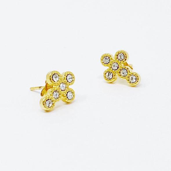 The Dainty Cross Studs-Crystal