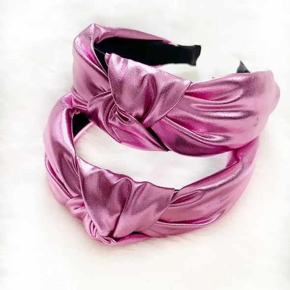 pink metallic headband
