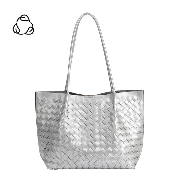 woven silver vegan bag 