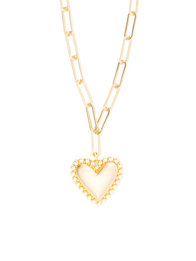 The Winslow Necklace Gold and white heart necklace 