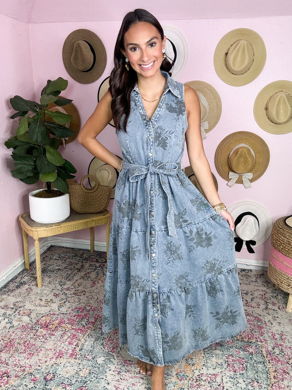 The Chelsie Denim Midi Dress