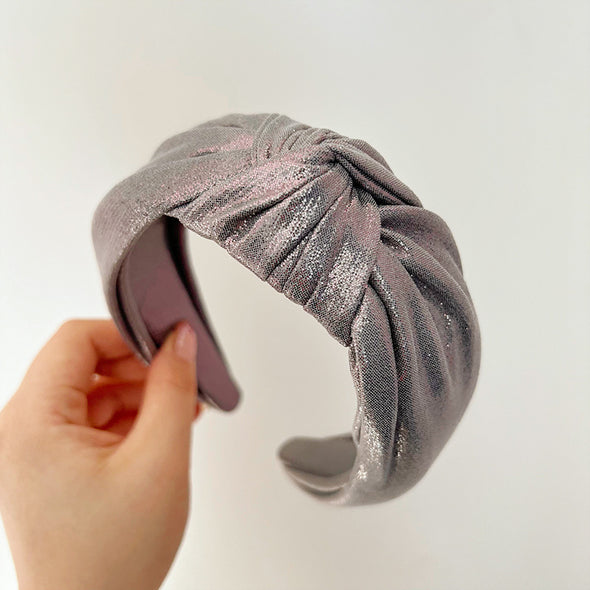 The Metallic Knot Headband-Silver