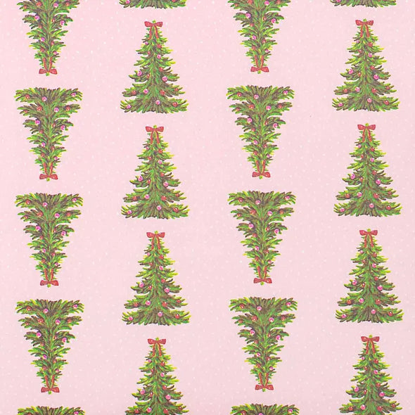 Pink christmas tree giftwrap